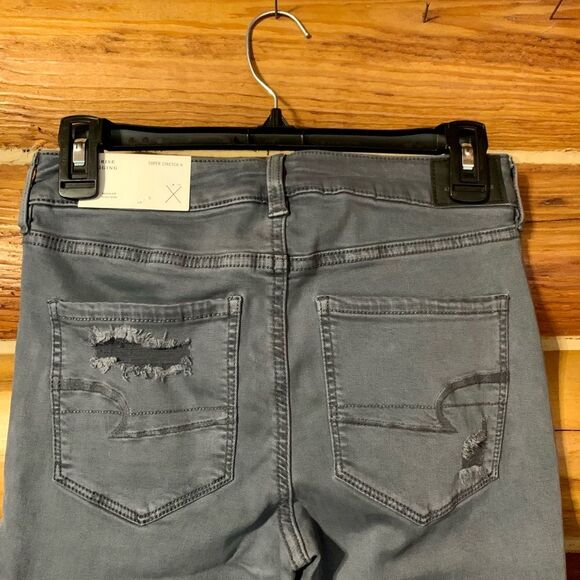 American Eagle Distressed Ripped Gray Twill High Rise High Waist Jegging… - Picture 12 of 12
